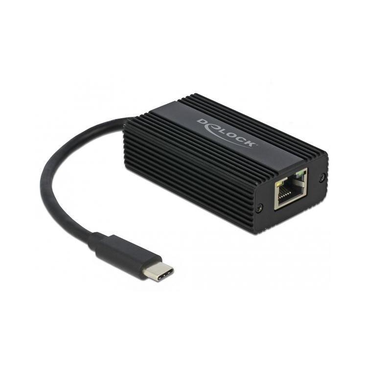 Adapter USB C(M) 3.1- RJ45(F) 5GB na kablu 13.5 cm czarny