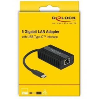 Adapter USB C(M) 3.1- RJ45(F) 5GB na kablu 13.5 cm czarny