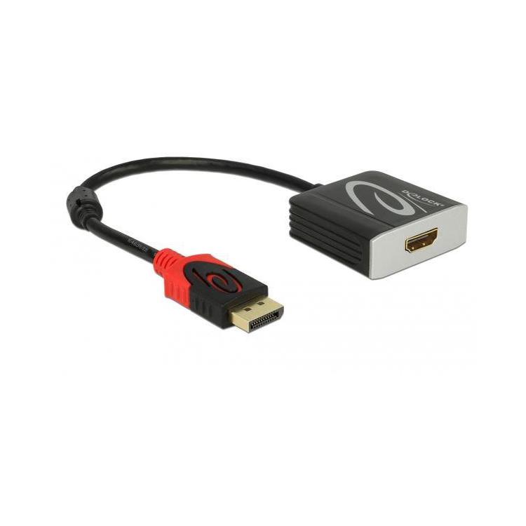 Adapter DISPLAYPORT(M) 1.4 - HDMI(F) 4K 60Hz NA KABLU 20 cm Aktywny czarny na kablu