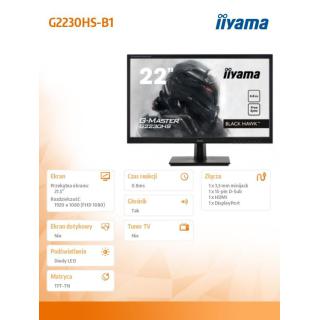 Monitor 21.5 cala G2230HS-B1 0.8ms,HDMI,DP,2x1W,FreeSync