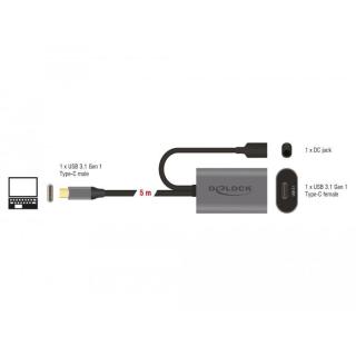 Przedłużacz USB-C M/F 3.1 5M Czarny