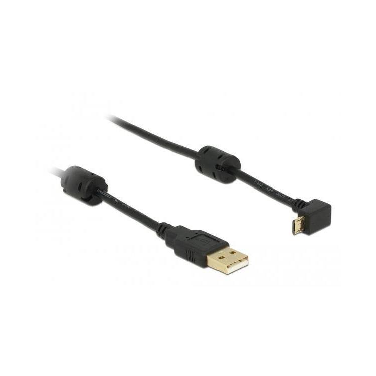 Kabel USB MICRO(M) Kątowy Góra/Dół - USB-A(M) 2.0 1m