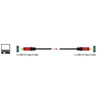 Kabel USB-A M/M 3.0 1m PREMIUM