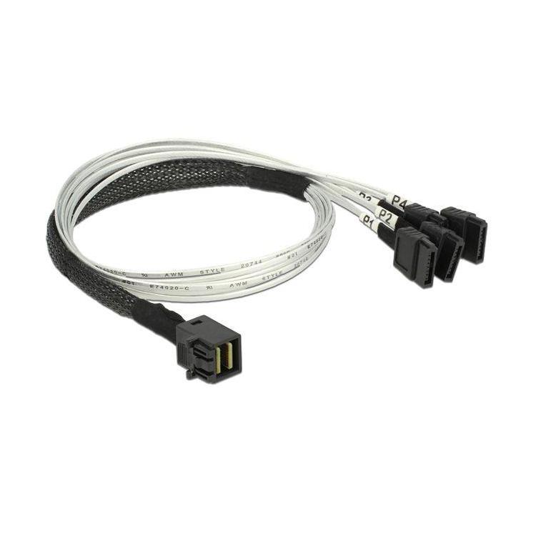 Kabel SAS Mini HD SFF-8643(M) - 4xSATA7 PIN(F) 0.5m