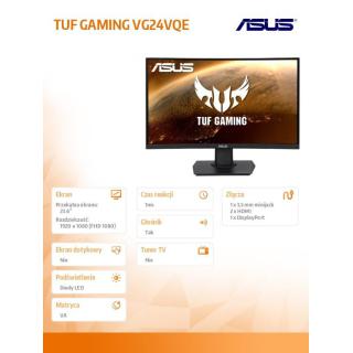 Monitor 23.6 cala VG24VQE TUF GAMING 1500R Curved 165Hz DP HDMIx2 FHD 120Hz PS5 & Xbox Series X/S