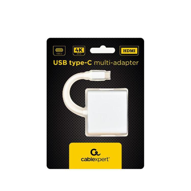 Adapter USB typ C srebrny USB C, USB A 3.0, HDMI