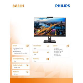 Monitor 243B1JH 23.8 cala IPS HDMI DP USB-C Pivot Kamera