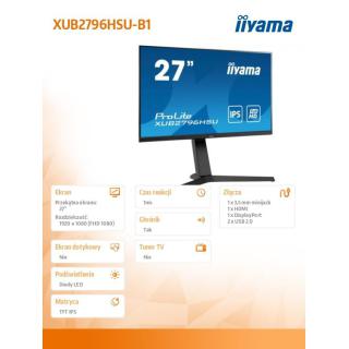 Monitor 27 cali XUB2796HSU-B IPS,1ms,HDMI,DP,FreeSync,USB,2x2W