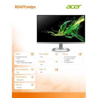 Monitor ACER 24' R240Ysmipx IPS LED 1ms(VRB) 250nits