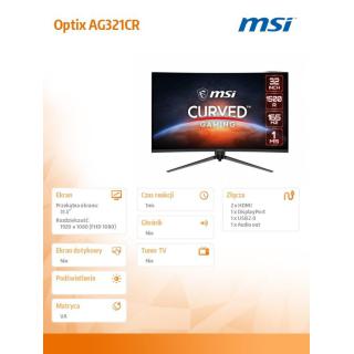 Monitor 31.5 cala Optix AG321CR Curve/LED/FHD/Non-Touch/Czarny