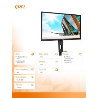 Monitor Q32P2 31.5 cala IPS HDMIx2 DP regulacja wysokości