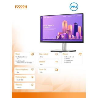 Monitor P2222H 22 cali LED IPS 16:9/1920x1080/DP/VGA/3Y