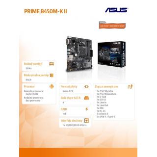 Płyta główna PRIME B450M-K II AM4 2D DR4 DVI/DSUB/USB3.1/M.2 mATX