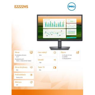 Monitor E2222HS 21.5 cali LED 1920x1080/VGA/HDMI/DP/3Y