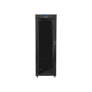 Szafa instalacyjna rack stojąca 19 37u 600x800 czarna, drzwi szklane lcd (Flat pack)