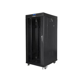 Szafa instalacyjna rack stojąca 19 27U 600x800 czarna, drzwi szklane LCD (Flat pack)