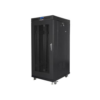 Szafa instalacyjna rack stojąca 19 27U 600x800 czarna, drzwi perforowane LCD (Flat Pack)