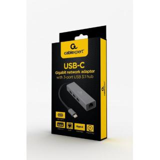 Hub 3 portowy USB 3.1 z kartą sieciową