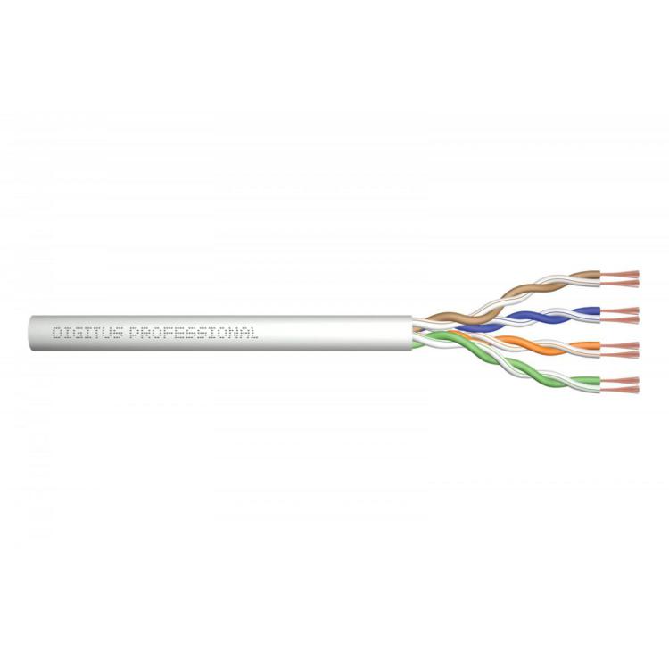 Kabel teleinformatyczny instalacyjny kat.5e, U/UTP, Eca, drut, AWG 24/1, PVC, 50m, Szary