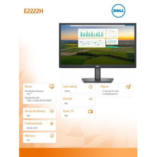 Monitor E2222H 21,5 cali LED 1920x1080/VGA/DP/3Y