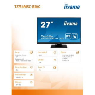 Monitor 27 cali T2754MSC-B1AG pojemnościowy 10PKT IPS powłoka AG