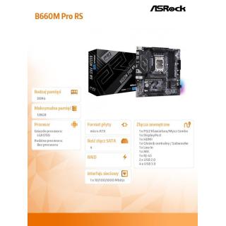 Płyta główna B660M Pro RS s1700 4DDR4 DP/HDMI M.2 mATX