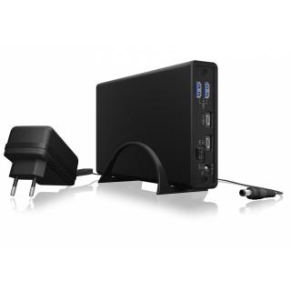 Obudowa IB-382H-C31 2,5/3,5 HDD z wbudowanym HUB 1xUSB-C, 2xUSB -A, 12V2A