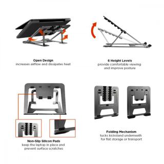 Podstawka pod laptopa Ergo Office ER-416B aluminiowa, czarna