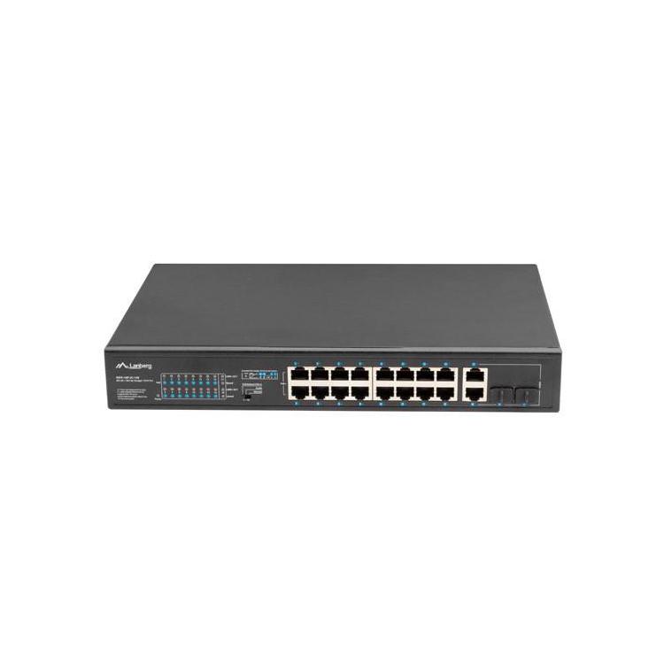 Przełącznik Switch 16X100MB POE+/2XCombo niezarządzalny rack 19 cali Gigabit Ethernet 150W