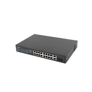 Przełącznik Switch 16X100MB POE+/2XCombo niezarządzalny rack 19 cali Gigabit Ethernet 150W