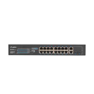 Przełącznik Switch 16X100MB POE+/2XCombo niezarządzalny rack 19 cali Gigabit Ethernet 150W