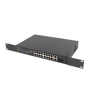 Przełącznik Switch 16X100MB POE+/2XCombo niezarządzalny rack 19 cali Gigabit Ethernet 150W