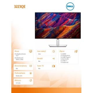 Monitor U3223QE 31,5 IPS LED 4K (3840x2160)/16:9/HDMI/2xDP/3xUSB-C/4xUSB 3.2/RJ-45/3Y AES&PPG