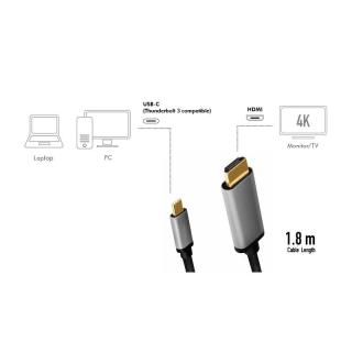 Kabel USB-C do HDMI, 4K 60Hz aluminiowy 1.8m