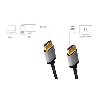 Kabel HDMI 4K/60Hz, aluminium 2m Czarny