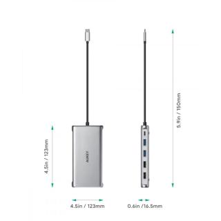 CB-C78 aluminiowy HUB USB-C | 12w1 | RJ45 Ethernet 10/100/1000Mbps | 2xUSB 3.1 | 2xUSB 2.0 | 2xHDMI 4k@30Hz | VGA | SD i microSD