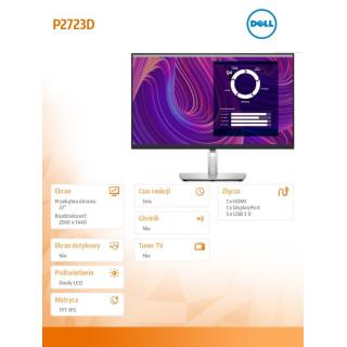 Monitor P2723D 27 cali IPS LED QHD (2560x1440)/16:9/HDMI/DP/5xUSB 3.2/3Y AES