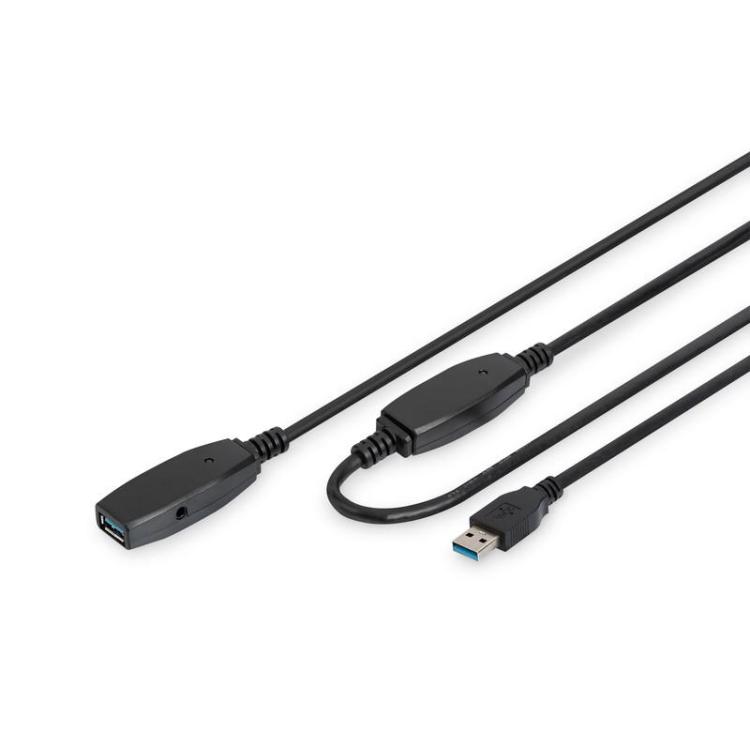 Kabel przedłużający USB 3.0 SuperSpeed Typ USB A/USB A M/Ż aktywny 15m Czarny