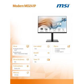 Monitor 23.8 cali Modern MD241P FLAT/LED/FHD/NonTouch/75Hz/czarny