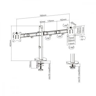 Uchwyt przegubowy na dwa monitory deluxe Ergo Office ER-449