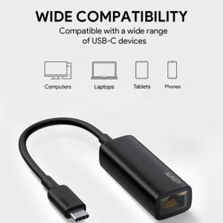 CB-A30 aluminiowa karta sieciowa USB-C Gigabit 10/100/1000 Mbps RJ45 | 1 Gb/s | USB 3.0 Typ C | diody LED