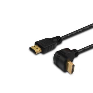 Kabel HDMI (M) v2.0, 1,5m, miedź, czarny, kątowy, złote...