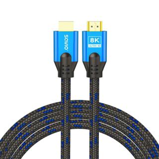 Kabel HDMI (M) v2.1, 3m, 8K, miedź, niebiesko-czarny,...