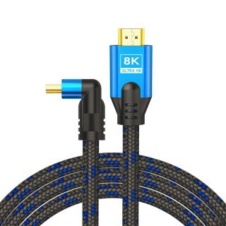 Kabel HDMI (M) v2.1, 1,8m, kątowy, 8K, miedź,...