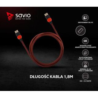 Kabel HDMI 2.0 dedykowany do PC czerwono-czarny 1,8m, GCL-01