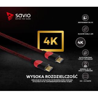 Kabel HDMI v2.0 czerwono-czarny 1,8m, GCL-01