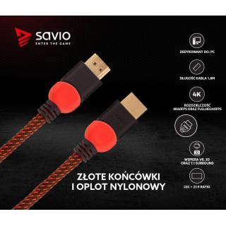 Kabel HDMI v2.0 czerwono-czarny 1,8m, GCL-01