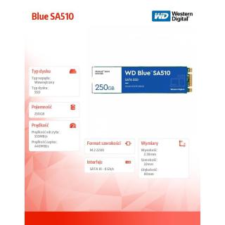 Dysk SSD Blue 250GB SA510 M.2 2280 WDS250G3B0B