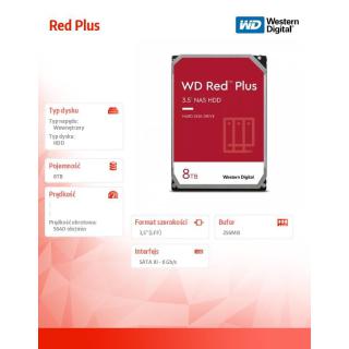 Dysk Red Plus 8TB 3,5 cala CMR 256MB/5640RPM Class