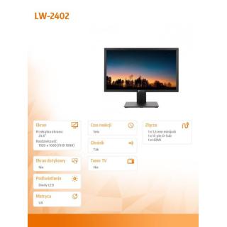 Monitor 24 cale LW-2402 HDMI VGA CZARNY